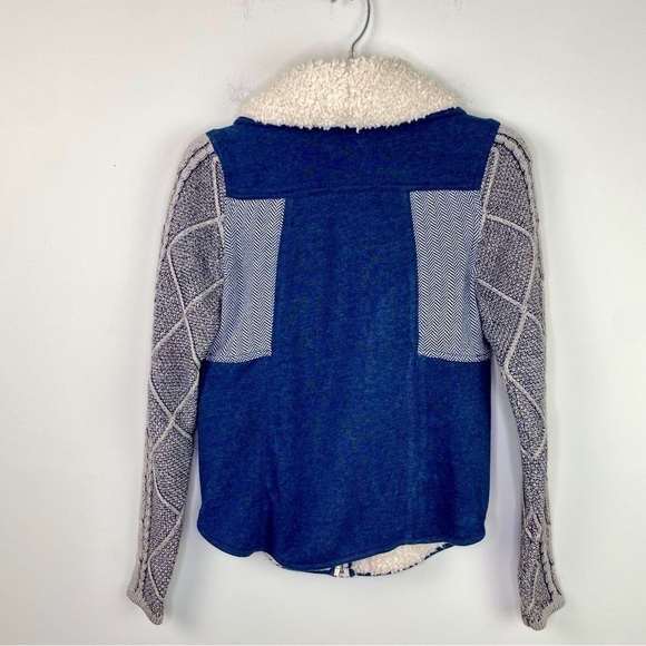 Anthropologie Saturday Sunday Sherpa knit faux suede sweater zip jacket size XS - Picture 9 of 10
